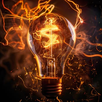 A light bulb on a dark background generated by artificial intelligence
