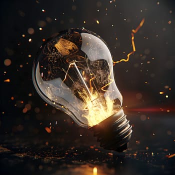 A light bulb on a dark background generated by artificial intelligence