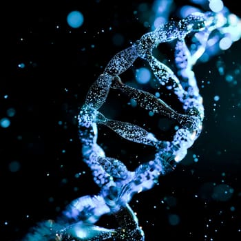 A glowing representation of a DNA double helix, symbolizing the intersection of science and biotechnology