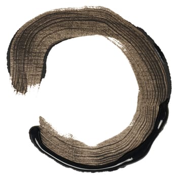 Watercolor brush stroke of black paint on a white isolated background