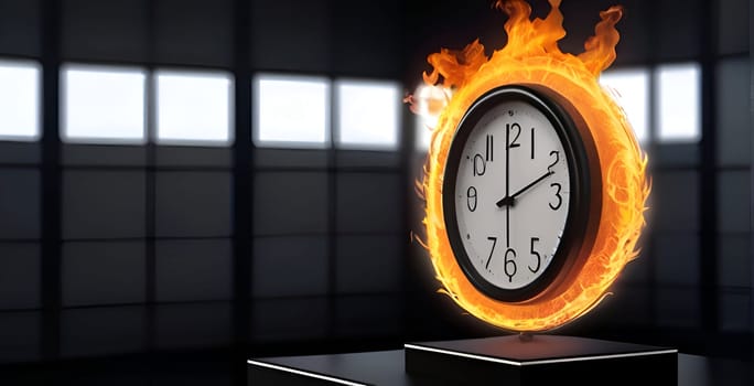 Burning clock on fire, No time concept