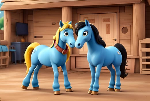 Cute funny horses characters cartoon