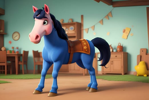 Cute funny horses characters cartoon