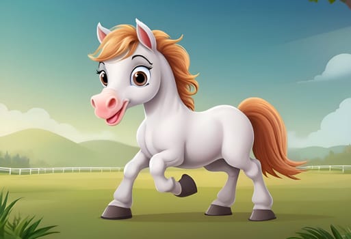 Cute funny horses characters cartoon