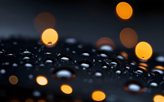 Ran drops closeup in night