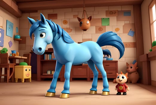 Cute funny horses characters cartoon