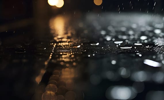 Ran drops closeup in night