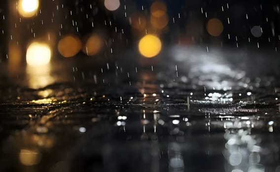 Ran drops closeup in night
