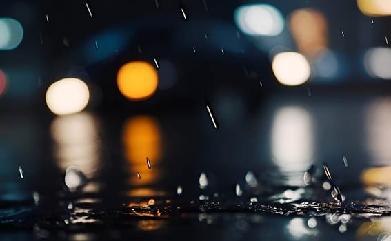 Ran drops closeup in night