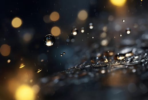Ran drops closeup in night