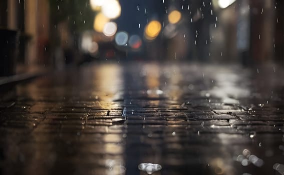 Ran drops closeup in night