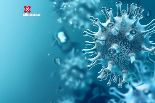Disease X conceptual composition with coronaviruses for new pandemic topic. Neural network generated image. Not based on any actual scene or pattern.