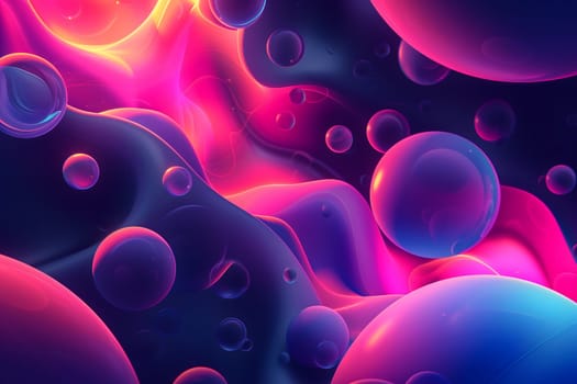 Abstract pink and cyan bubble shapes background and wallpaper. Neural network generated in January 2024. Not based on any actual scene or pattern.