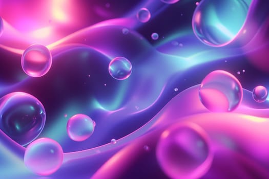 Abstract pink and cyan bubble shapes background and wallpaper. Neural network generated in January 2024. Not based on any actual scene or pattern.