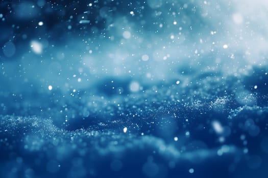 Generic snowfall closeup background with selective focus. Neural network generated in January 2024. Not based on any actual scene or pattern.