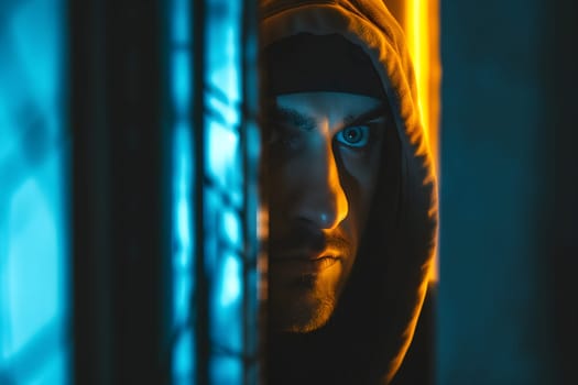 Thief in a house at night. Neural network generated image. Not based on any actual scene or pattern.
