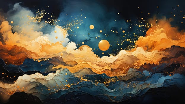 abstract wave ocrean painting background, ai