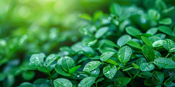 Green leaf background with sunlight and bokeh. Natural background.