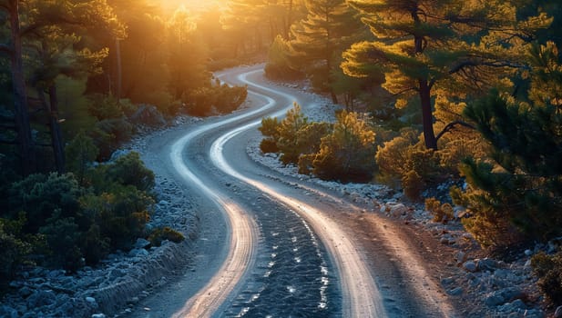 Mountain road at sunset