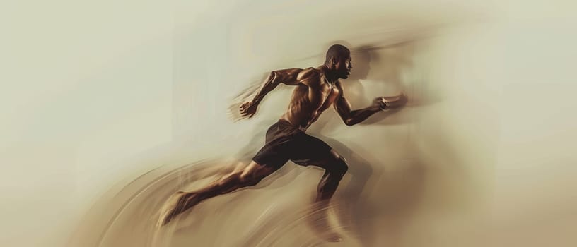 A sprinter in a blur of speed against a backdrop of motion