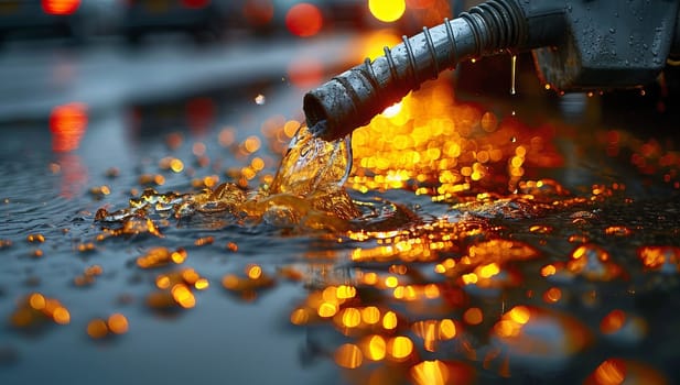 Refueling gasoline at a gas station. Close-up.