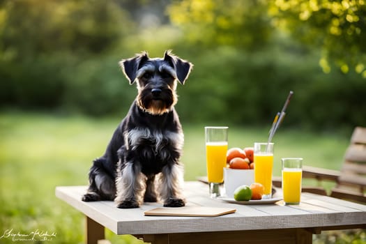A Zwerkschnautzer stands on a table