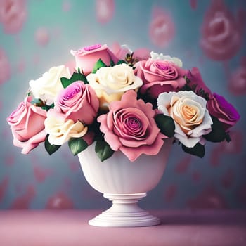 Sophisticated floral arrangement using a mix of different blooms such as peonies, hydrangeas, and ranunculus.