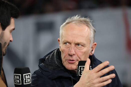 Coach Christian Streich (SC Freiburg) at the match of the 1st FBL: 23-24: 24. Sptg. SC Freiburg - FC Bayern Munich  DFL REGULATIONS PROHIBIT ANY USE OF PHOTOGRAPHS AS IMAGE SEQUENCES AND/OR QUASI-VIDEONann  Photo: Joachim Hahne/johapress