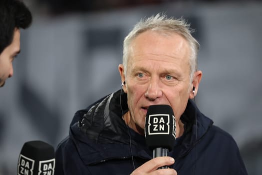 Coach Christian Streich (SC Freiburg) at the match of the 1st FBL: 23-24: 24. Sptg. SC Freiburg - FC Bayern Munich  DFL REGULATIONS PROHIBIT ANY USE OF PHOTOGRAPHS AS IMAGE SEQUENCES AND/OR QUASI-VIDEONann  Photo: Joachim Hahne/johapress