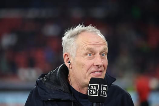 Coach Christian Streich (SC Freiburg) at the match of the 1st FBL: 23-24: 24. Sptg. SC Freiburg - FC Bayern Munich  DFL REGULATIONS PROHIBIT ANY USE OF PHOTOGRAPHS AS IMAGE SEQUENCES AND/OR QUASI-VIDEONann  Photo: Joachim Hahne/johapress