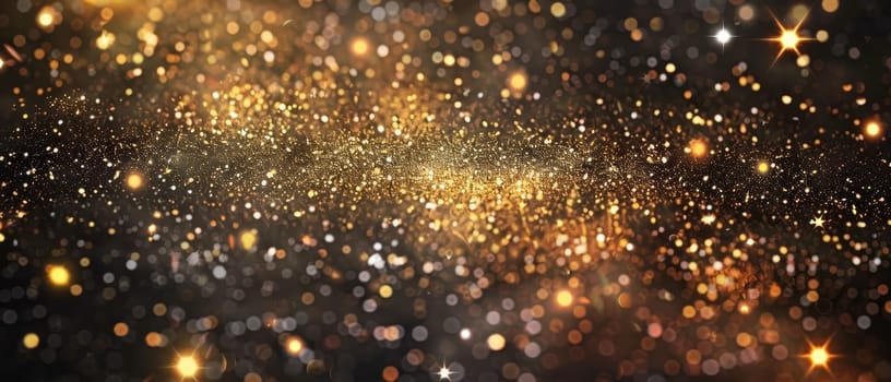 A mesmerizing display of golden bokeh lights against a dark backdrop, creating a magical, festive atmosphere