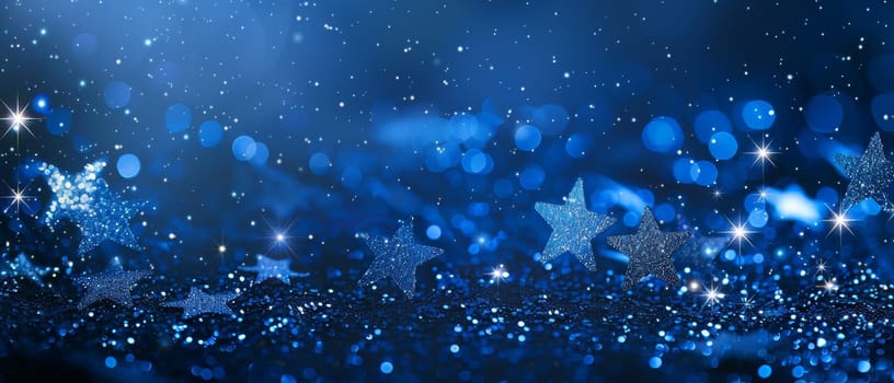 A mesmerizing display of blue and white glittering lights creating a magical, sparkling surface
