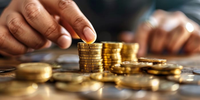 Businessman putting coin to money, business and finance concept idea.