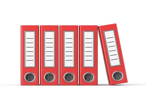 Red office folders 3D rendering illustration isolated on white background