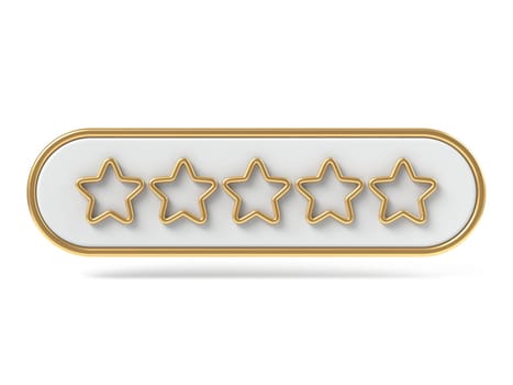 Voting concept Five golden stars 3D rendering illustration isolated on white background