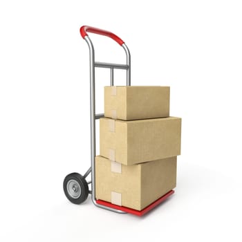 Hand truck 3D rendering illustration isolated on white background