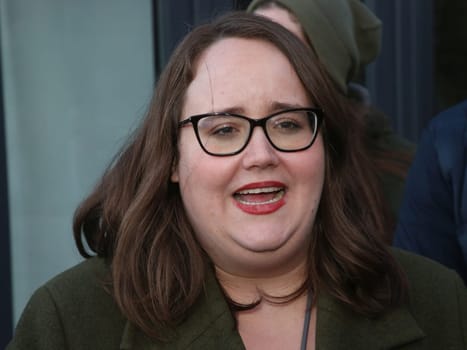 Grünen Parteichefin Ricarda Lang am 24.02.2024 in Magdeburg