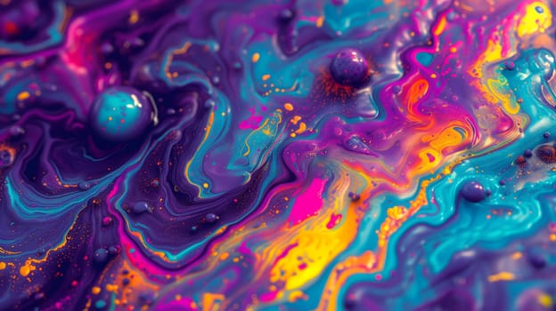 Saturated colorful mad abstract background, random different shapes and objects, hallucinations of ancient shaman after mushroom overdose. Neural network generated image. Not based on any actual scene or pattern.