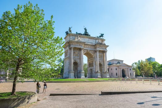 Arch of Peace in sempione park, Milan, lombardy, Italy