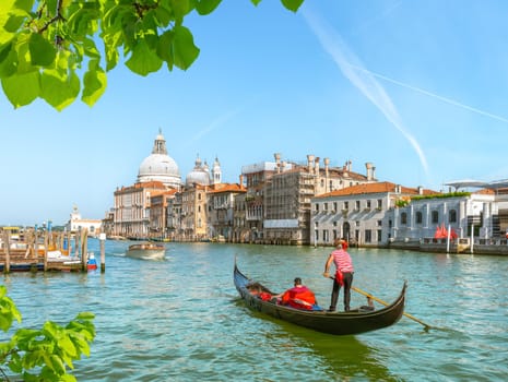 Gondolas in Grand Canal in Venice, Italy