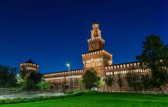 Sforza Castle or Castello Sforzesco is located in Milan city in northern Italy