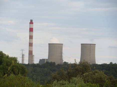 nuclear power plant energy atoms cooling cement towers