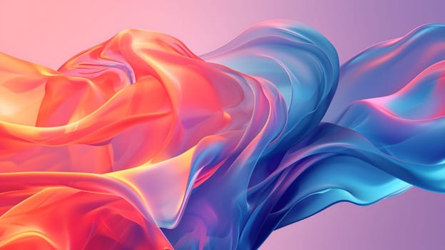 Abstract background of wavy glass with colorful orange and pink lighting. Neural network generated in January 2024. Not based on any actual scene or pattern.