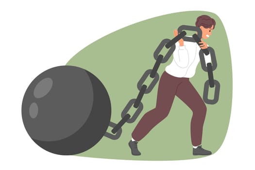 Businessman pulling heavy load and wanting to achieve goal in career and education or business. Ambitious young businessman boldly takes on complex tasks to demonstrate professionalism.