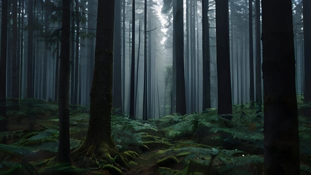 View of the mystical cinematic forest