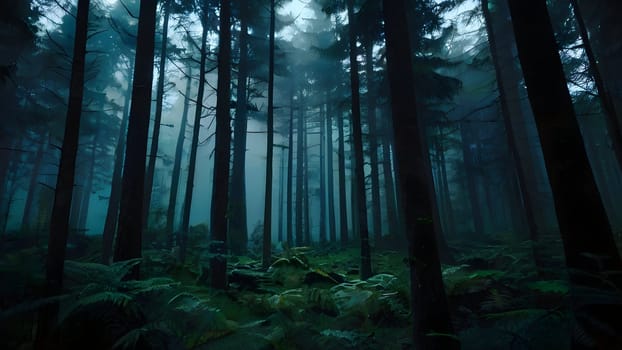 View of the mystical cinematic forest