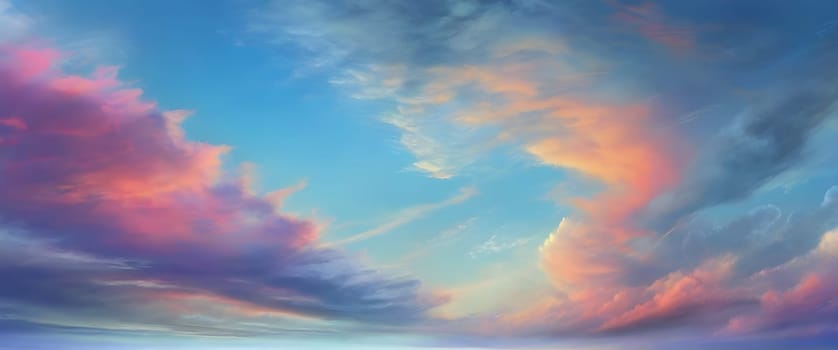 Beautiful colorful panorama of bright sky