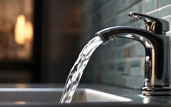 Water tap with the running water