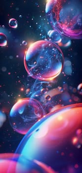 Colorful glass bubbles and waves background and wallpaper. Neural network generated in January 2024. Not based on any actual scene or pattern.