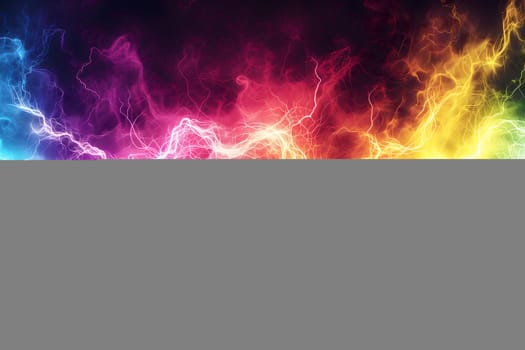 Colorful gradient bright and vibrant electric power discharges wallpaper and background. Neural network generated image. Not based on any actual scene or pattern.